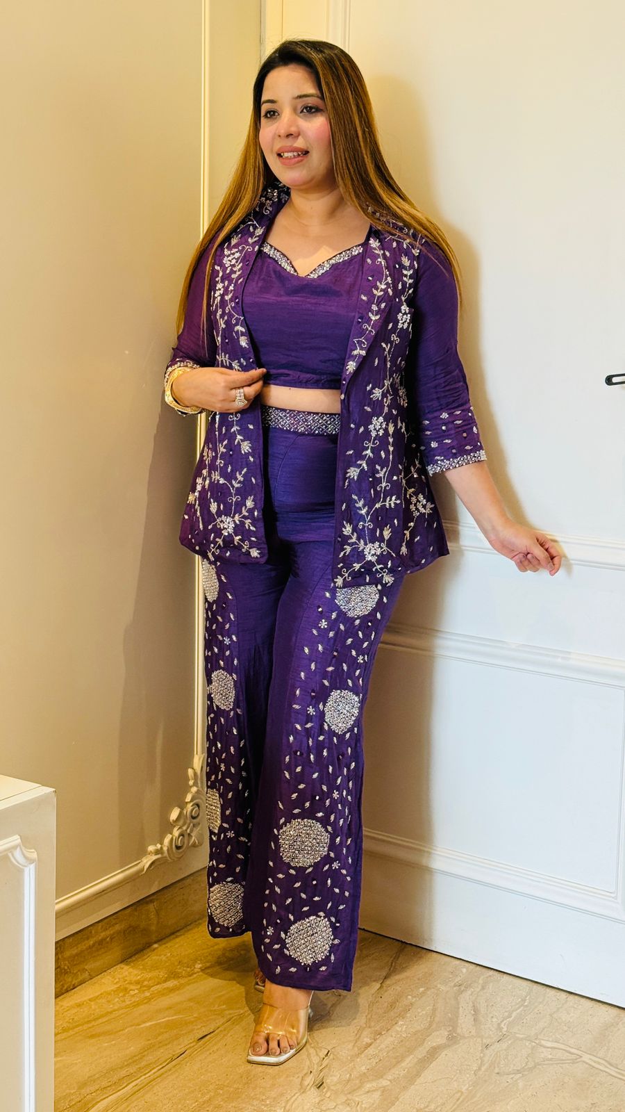 Elira Organza Set- Yellow, Purple